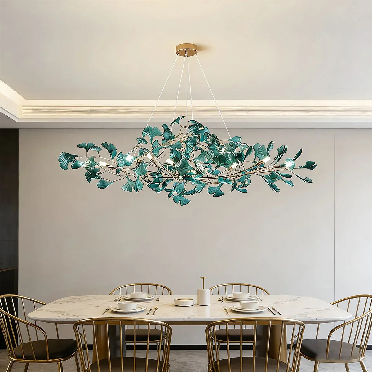 flairel Acrylic Ginkgo Leaf Chandelier for Dining Area