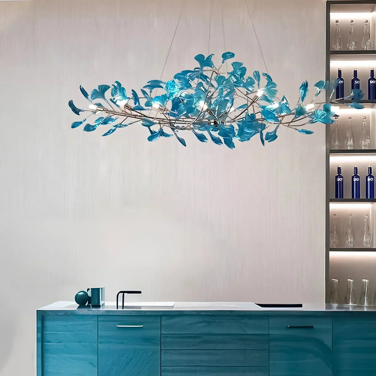 flairel Acrylic Ginkgo Leaf Chandelier for Dining Area