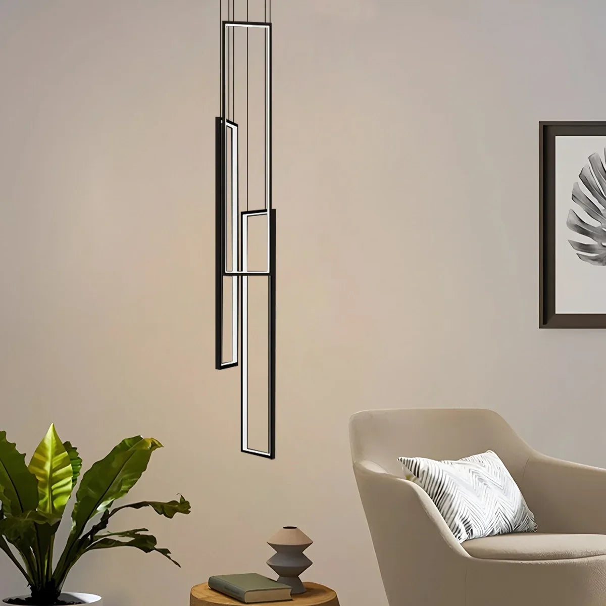 flairel Aldarj Rectangular LED Staircase Chandelier