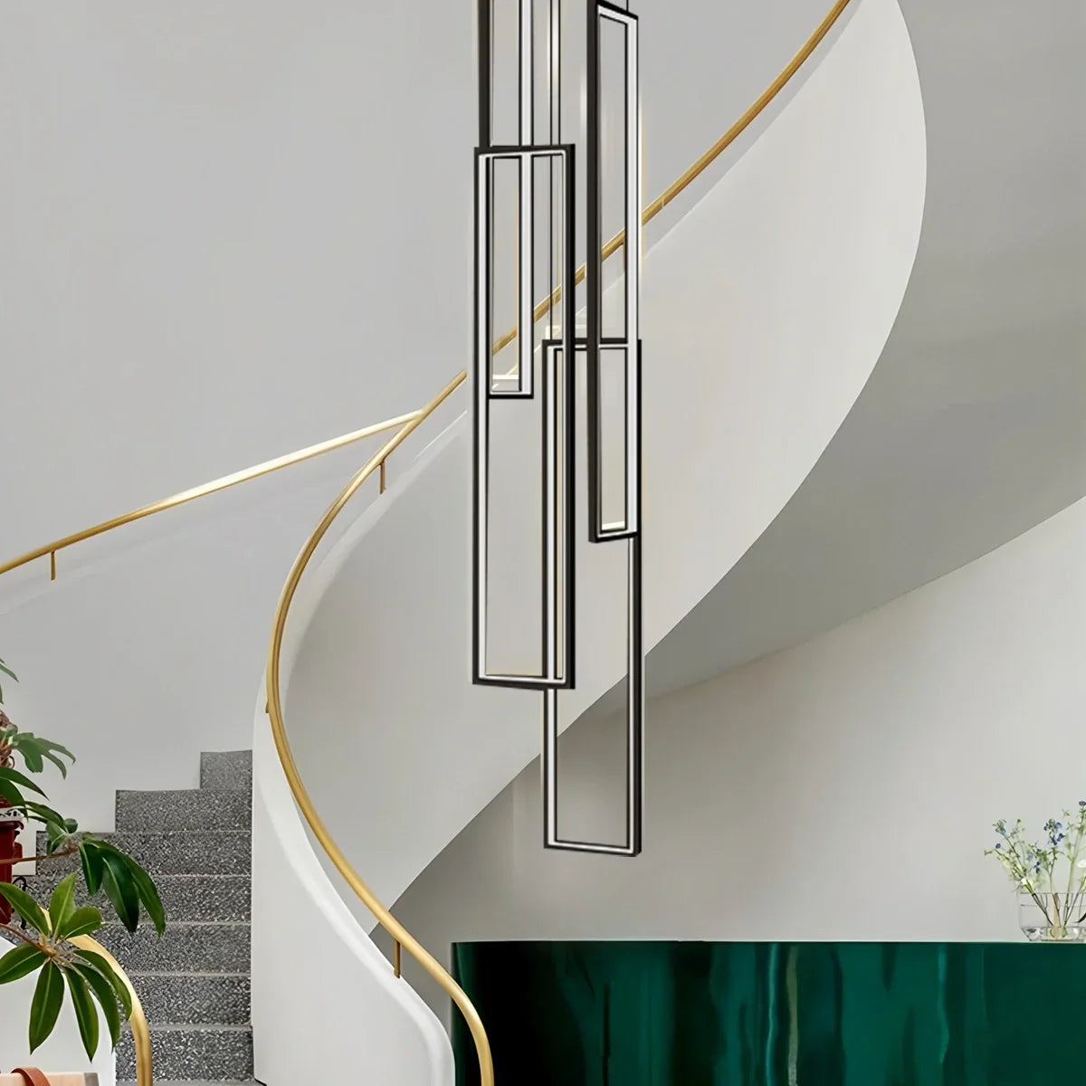 flairel Aldarj Rectangular LED Staircase Chandelier