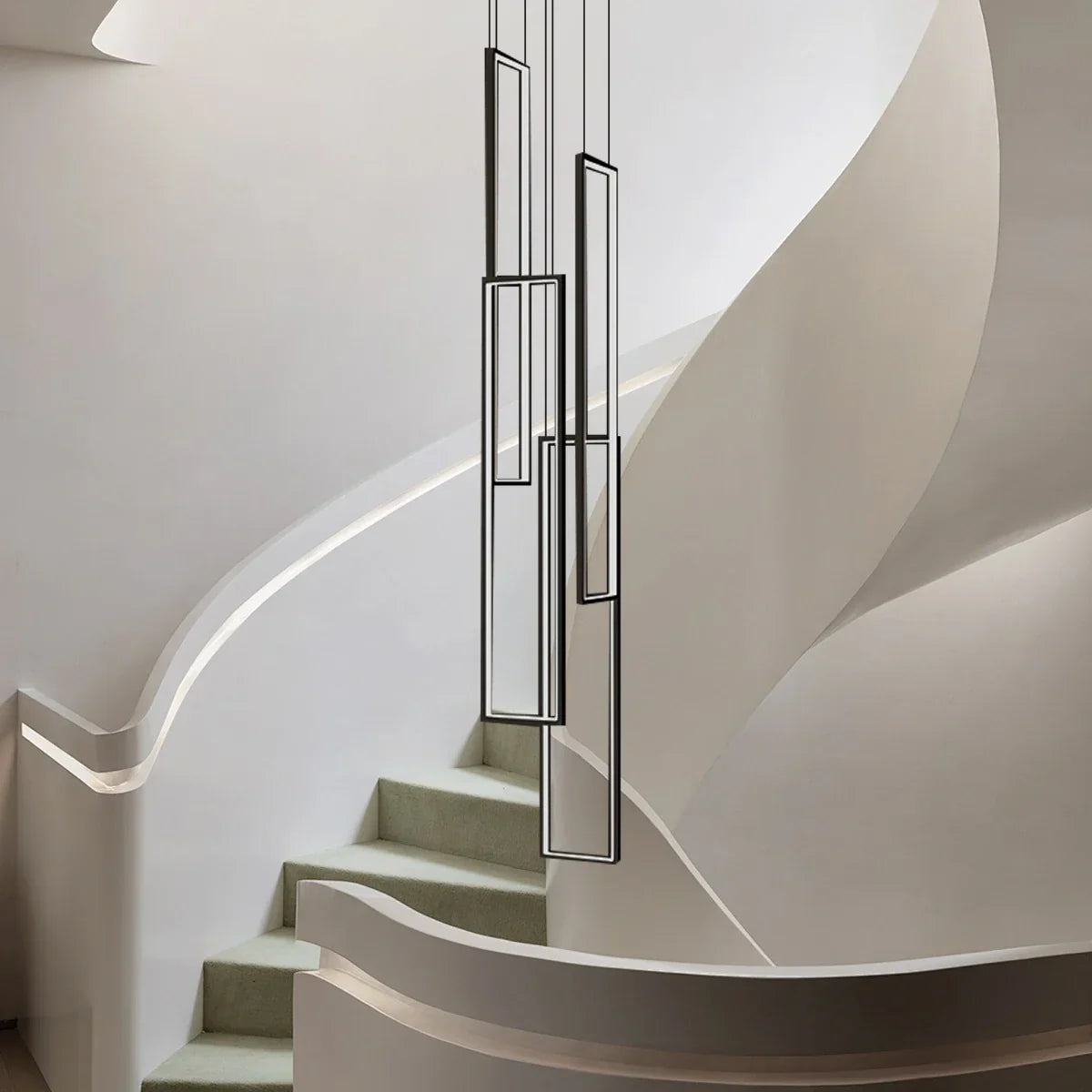flairel Aldarj Rectangular LED Staircase Chandelier