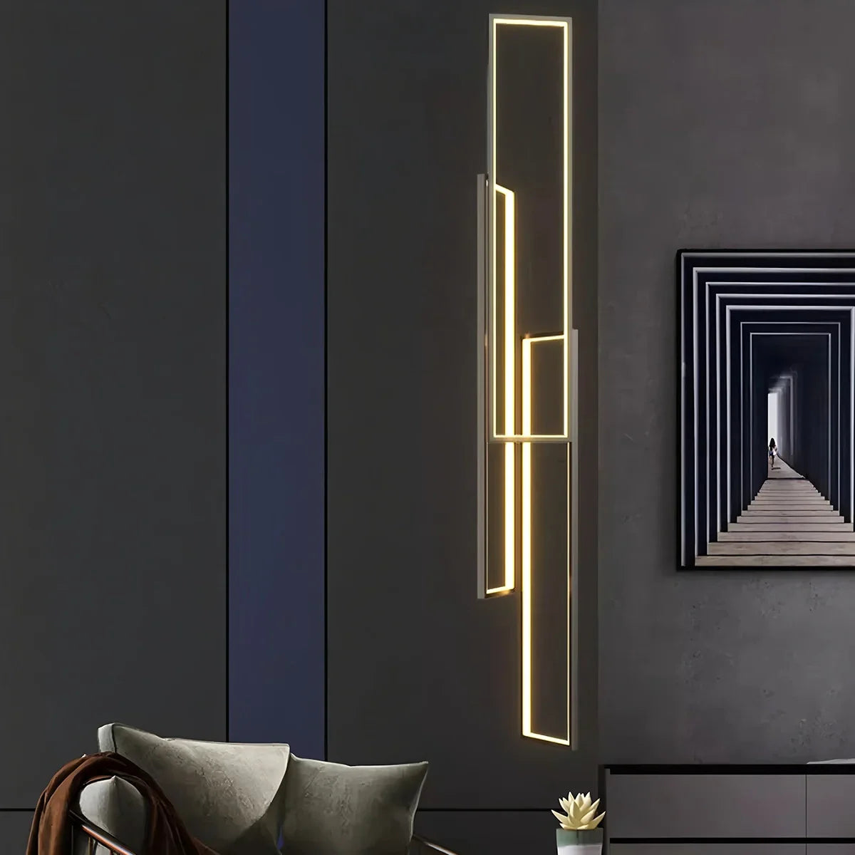 flairel Aldarj Rectangular LED Staircase Chandelier