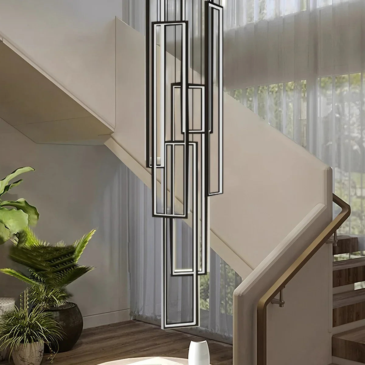 flairel Aldarj Rectangular LED Staircase Chandelier