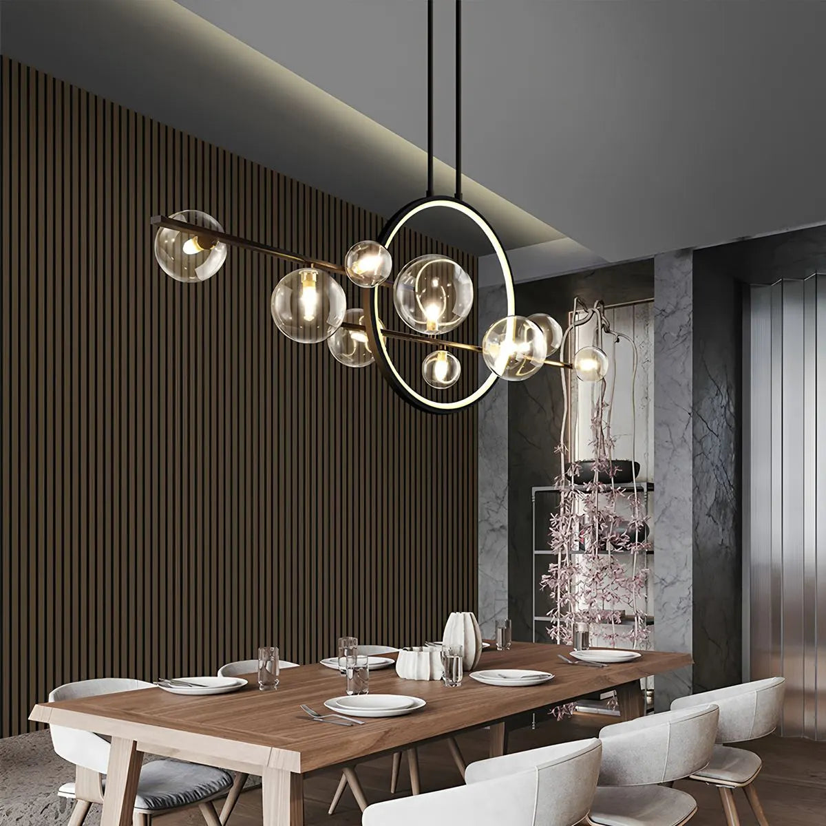 flairel Archipelago Modern Glass Ball Chandelier