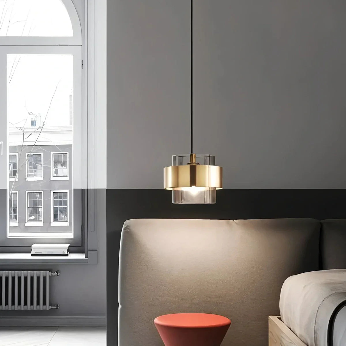 flairel Azenor Cylindrical Glass Pendant Light for Bedroom
