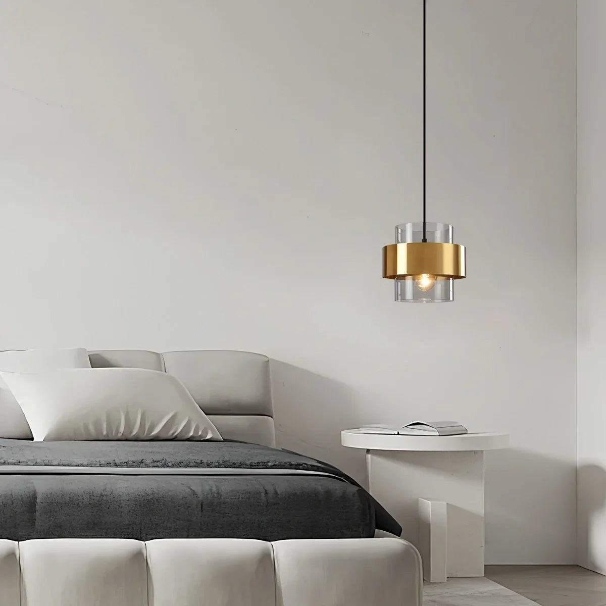 flairel Azenor Cylindrical Glass Pendant Light for Bedroom