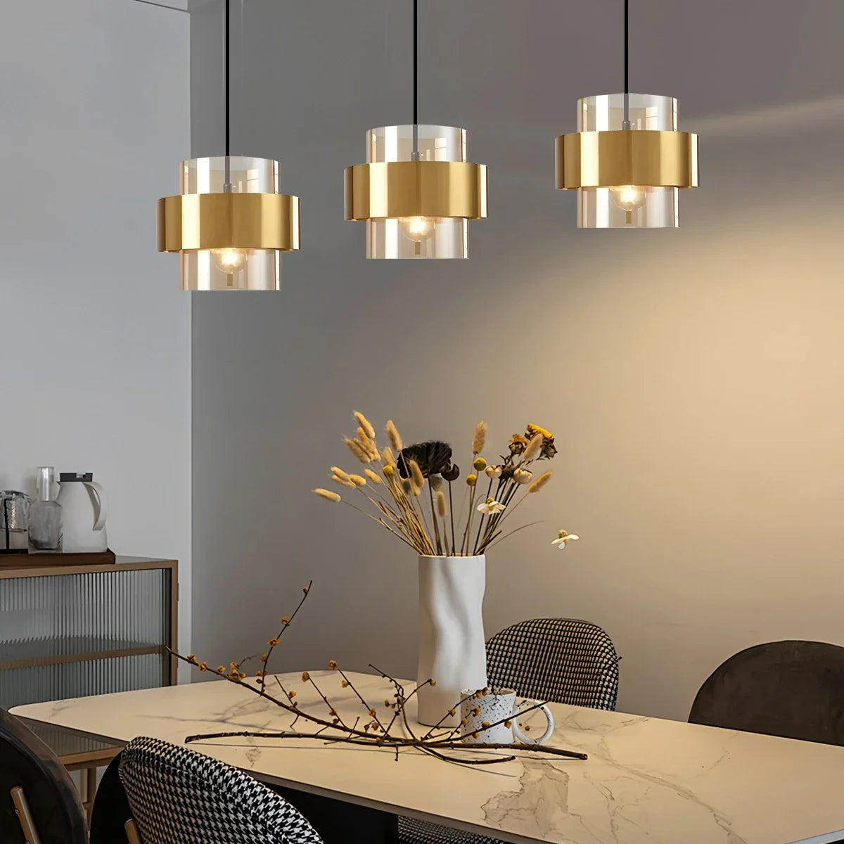 flairel Azenor Cylindrical Glass Pendant Light for Bedroom