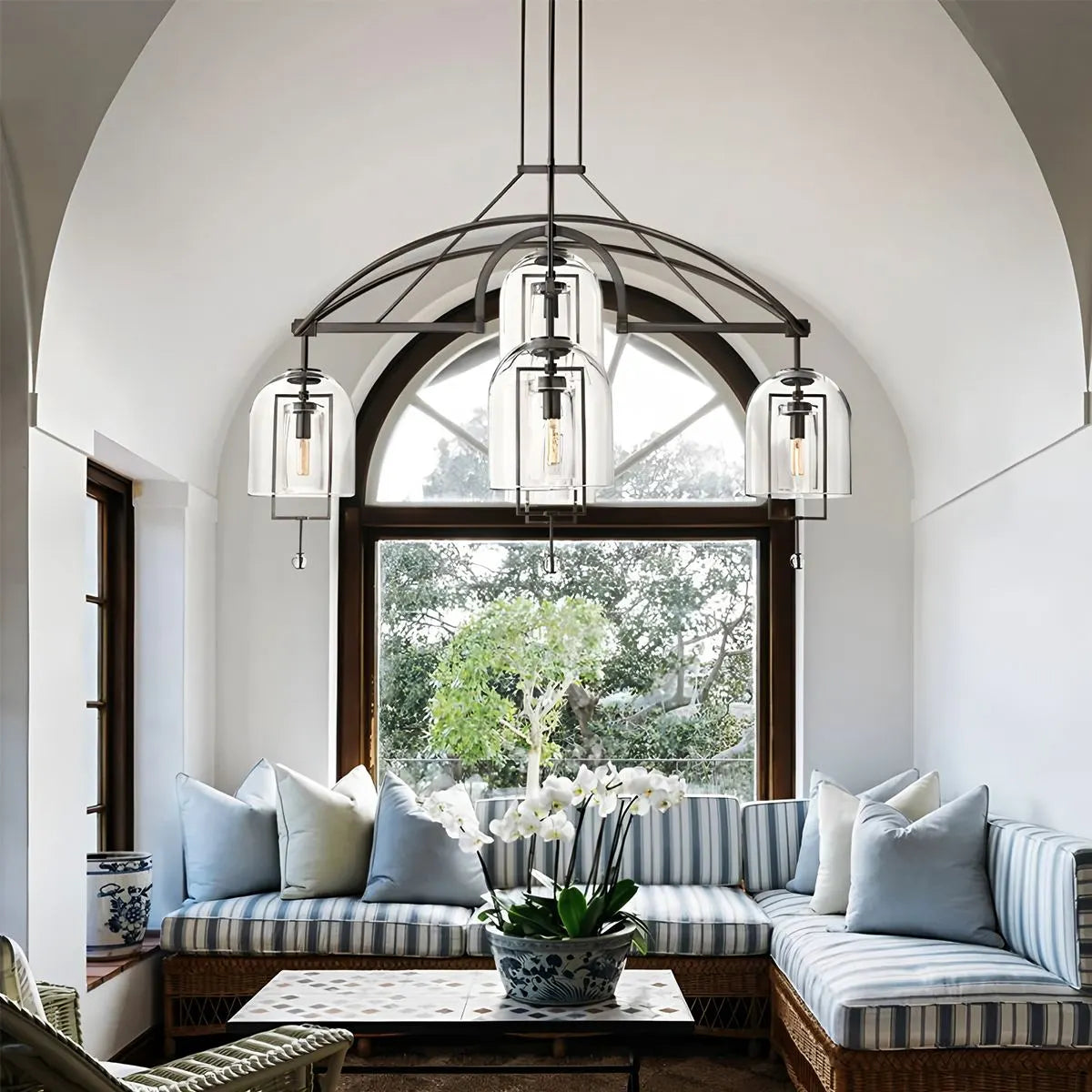 flairel Bell Glass Chandelier for Living Room