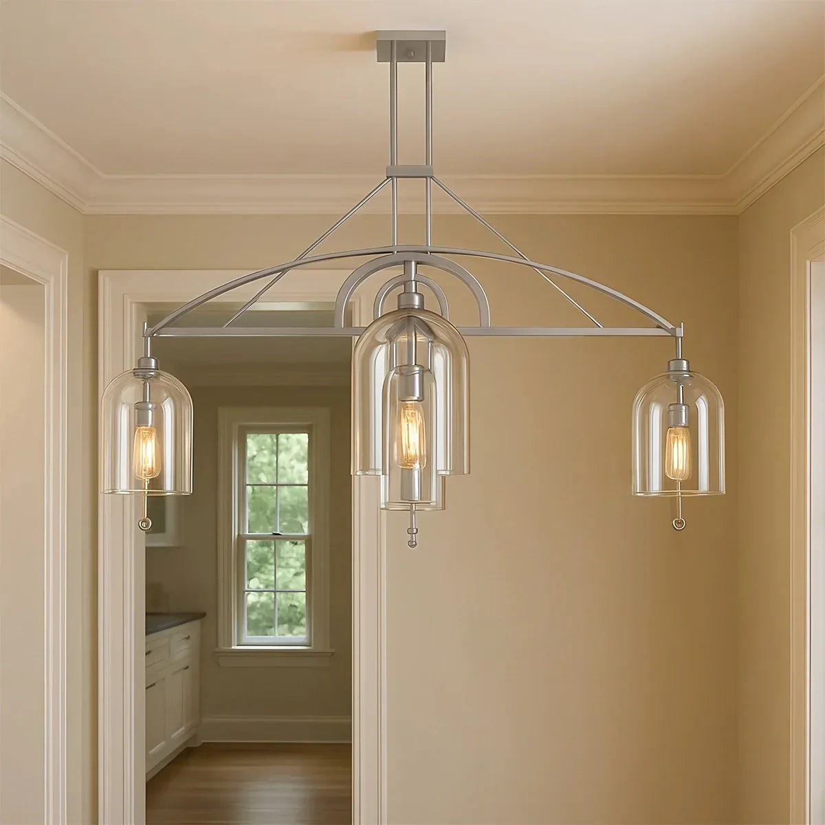 flairel Bell Glass Chandelier for Living Room