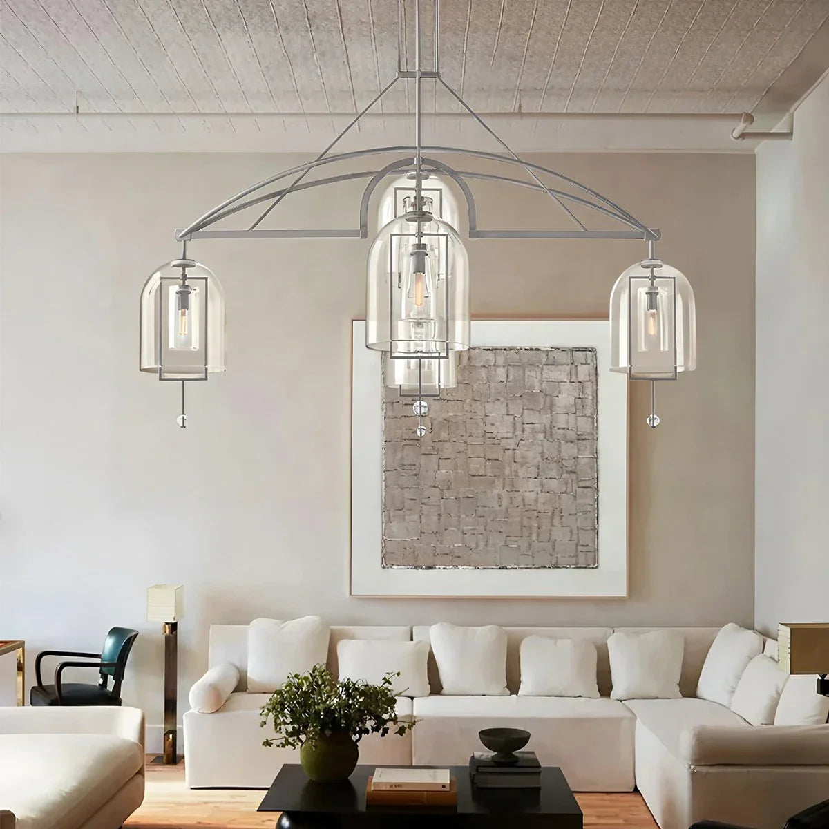 flairel Bell Glass Chandelier for Living Room