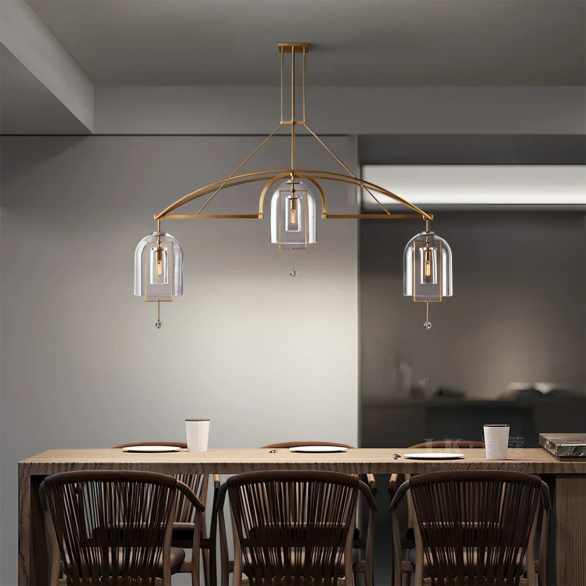 flairel Bell Glass Chandelier for Living Room