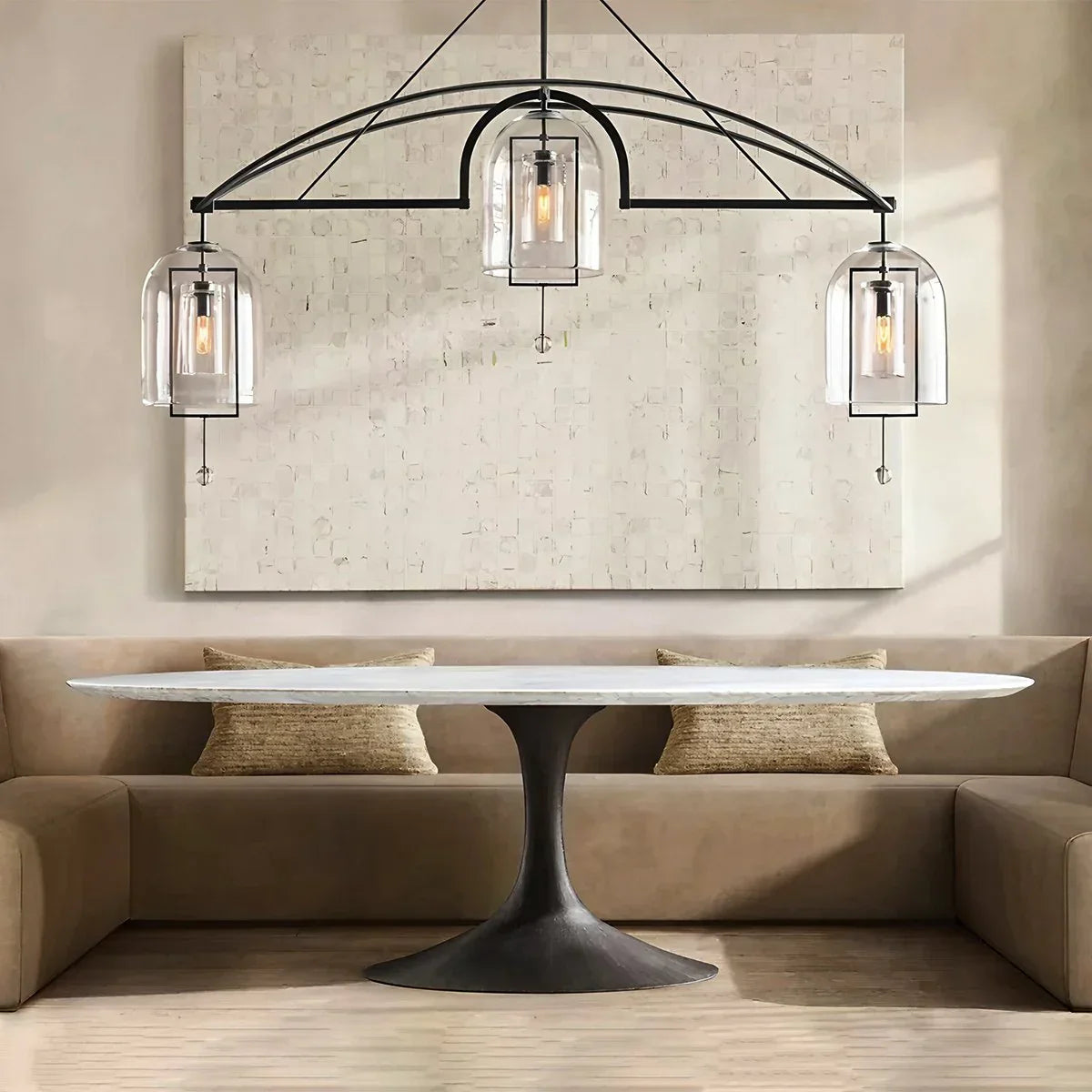 flairel Bell Glass Chandelier for Living Room
