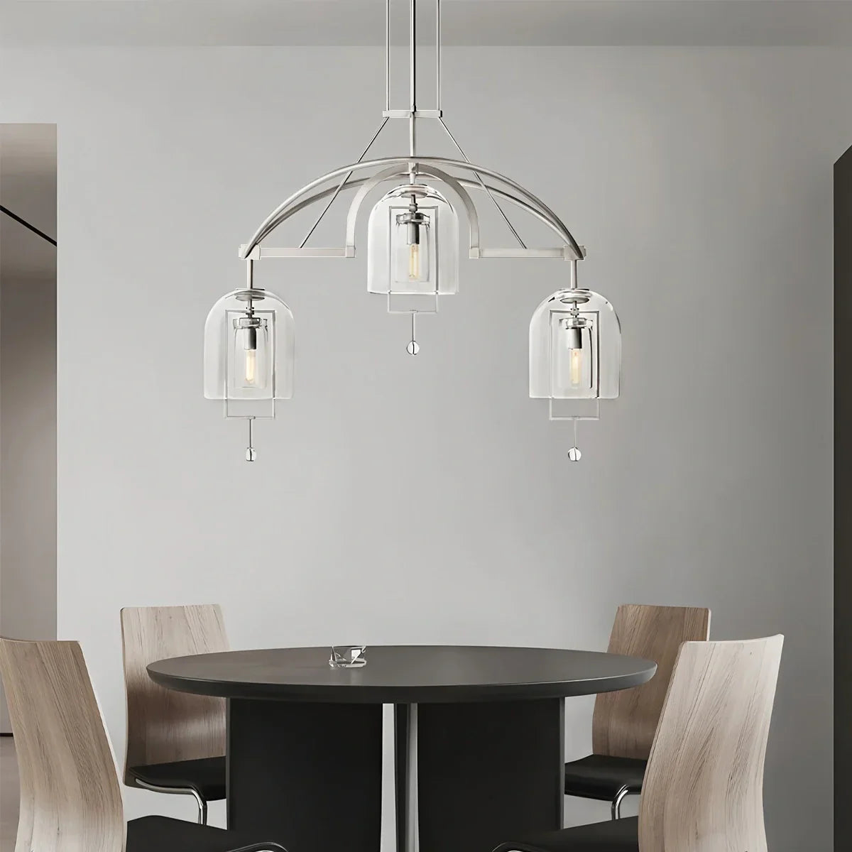 flairel Bell Glass Chandelier for Living Room