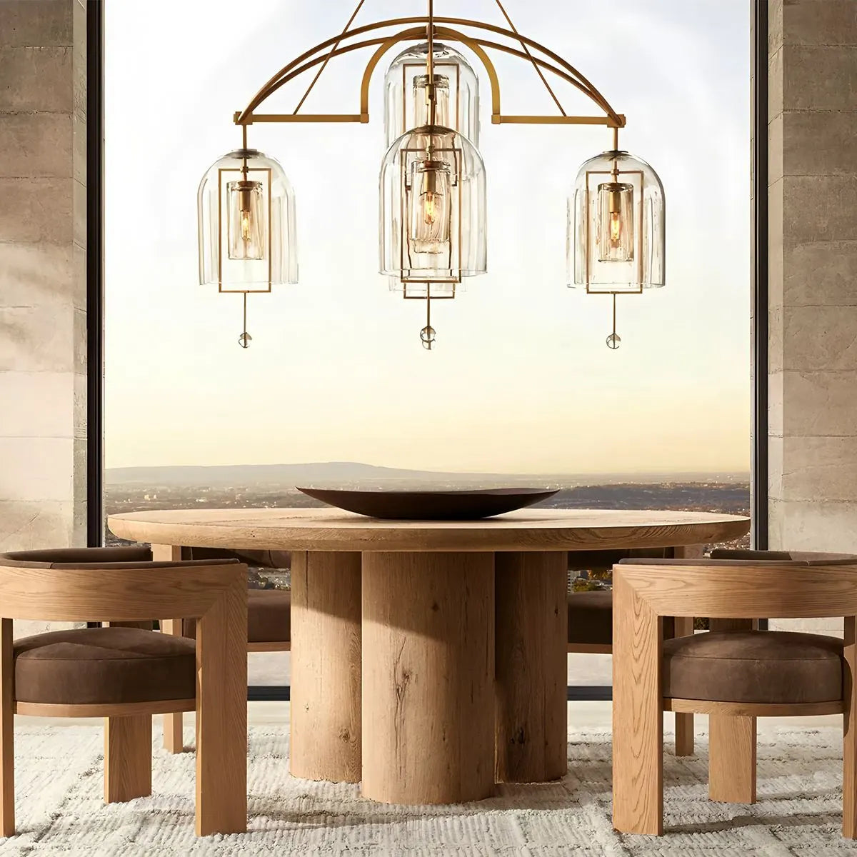 flairel Bell Glass Chandelier for Living Room