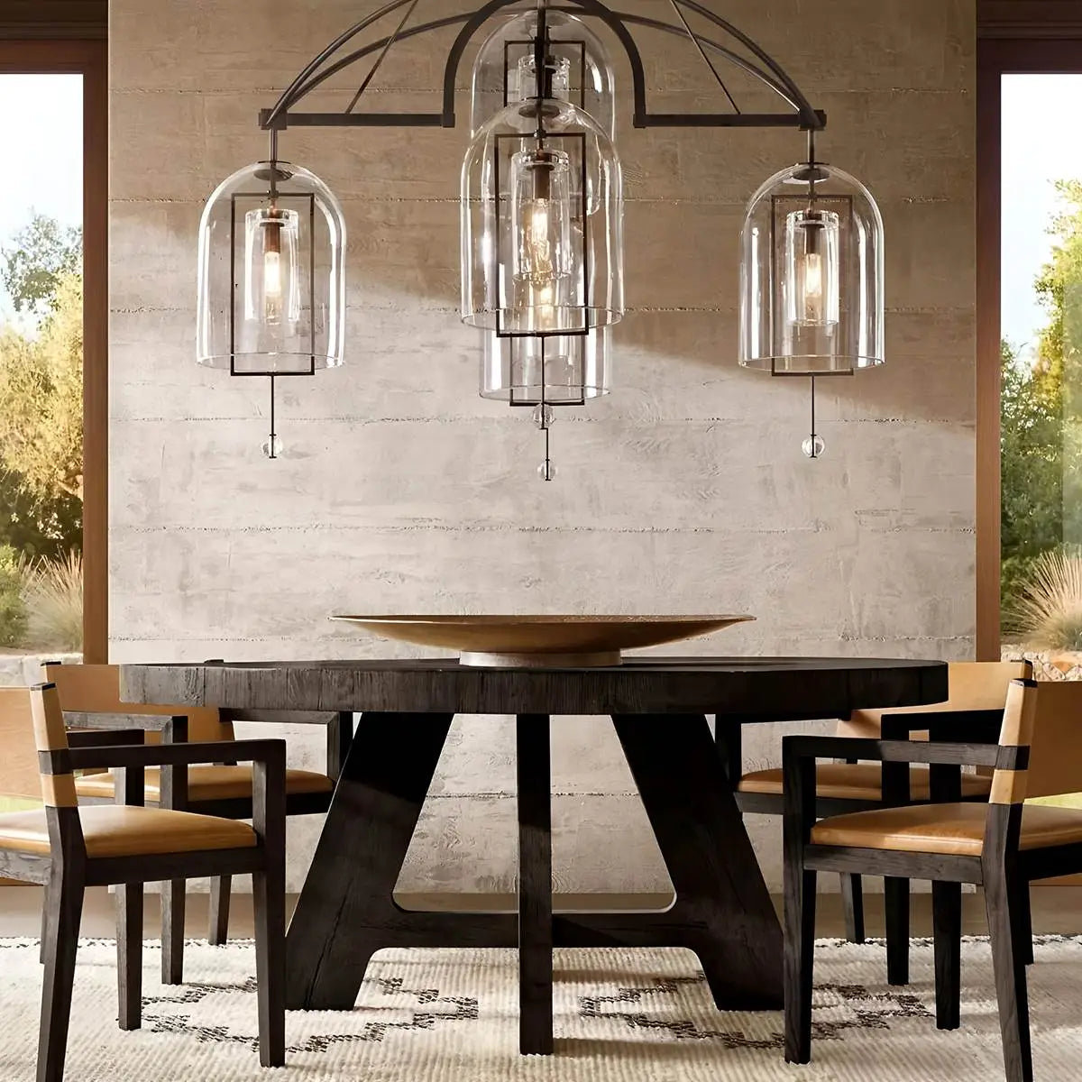 flairel Bell Glass Chandelier for Living Room