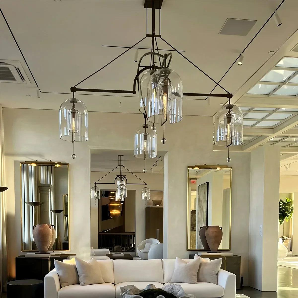 flairel Bell Glass Chandelier for Living Room