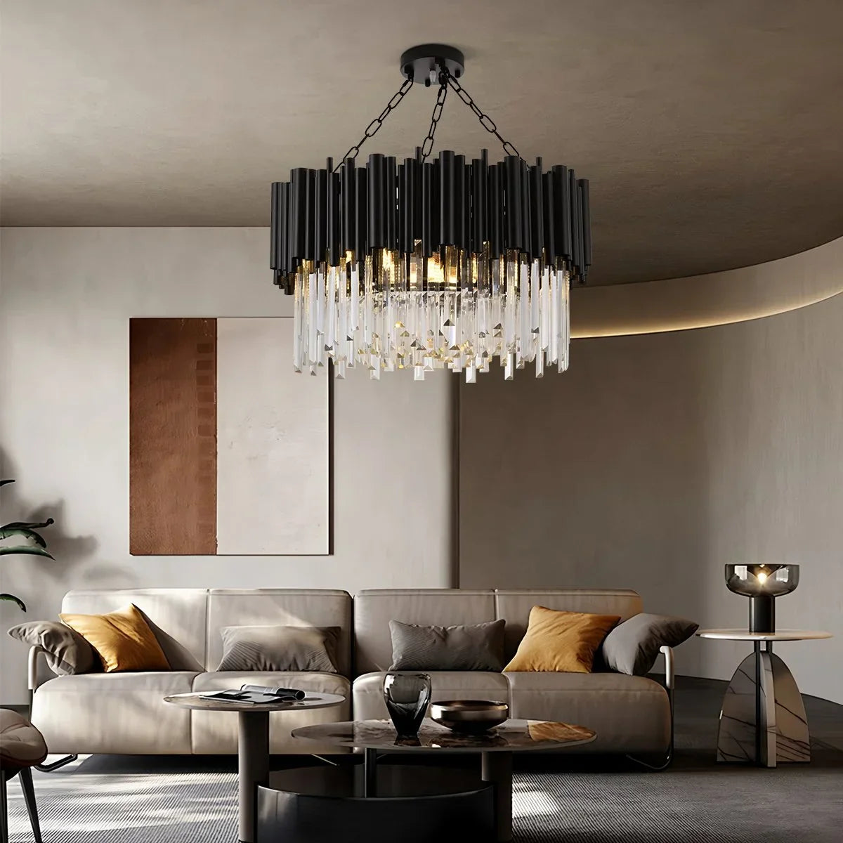 flairel Mystique Black Crystal LED Chandelier
