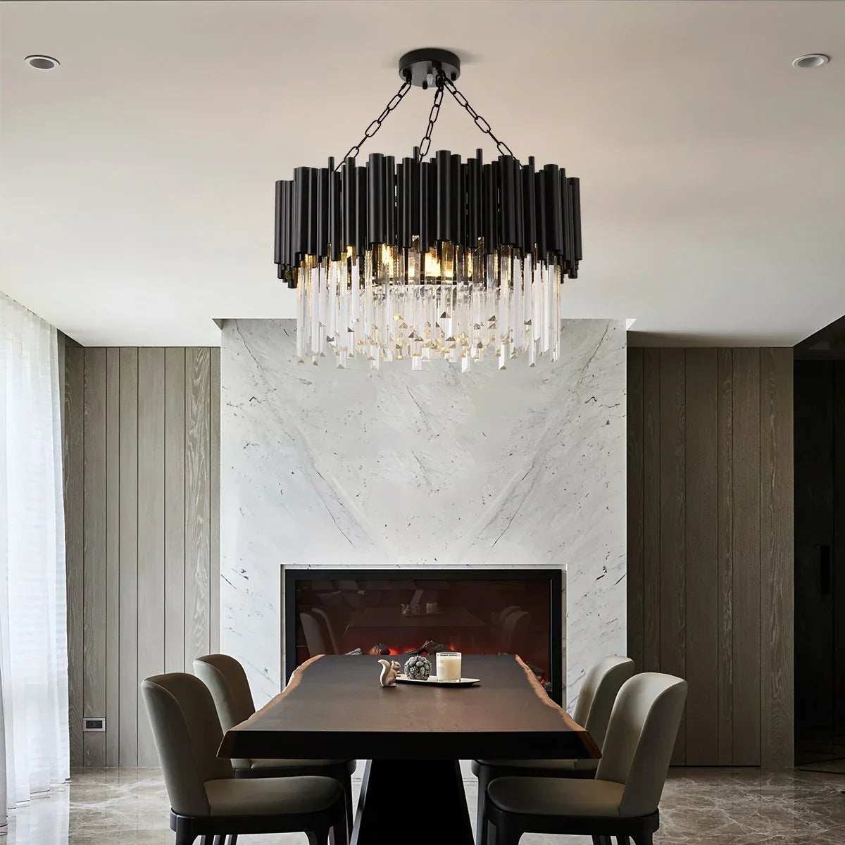 flairel Mystique Black Crystal LED Chandelier