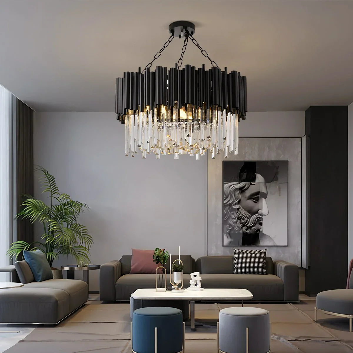 flairel Mystique Black Crystal LED Chandelier