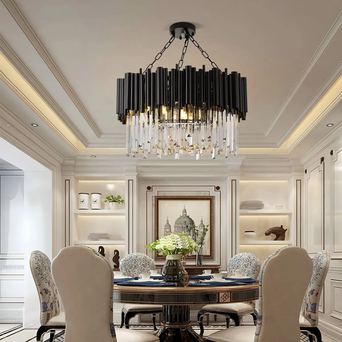 flairel Mystique Black Crystal LED Chandelier