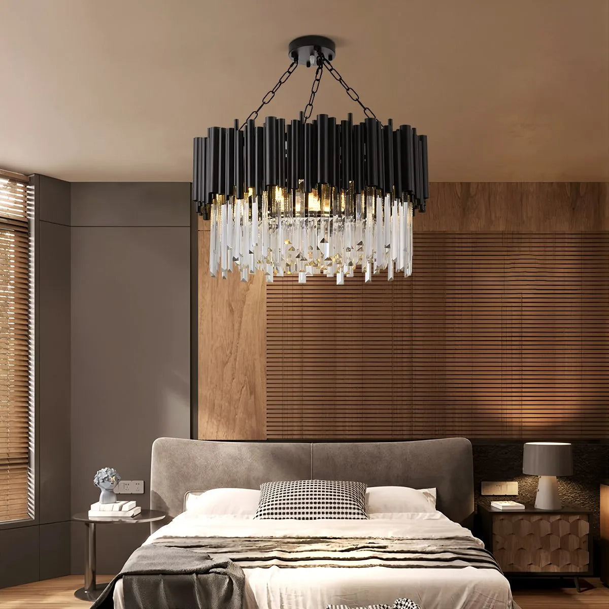 flairel Mystique Black Crystal LED Chandelier