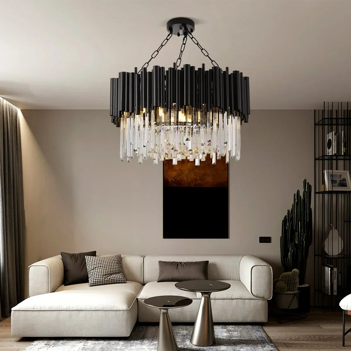 flairel Mystique Black Crystal LED Chandelier