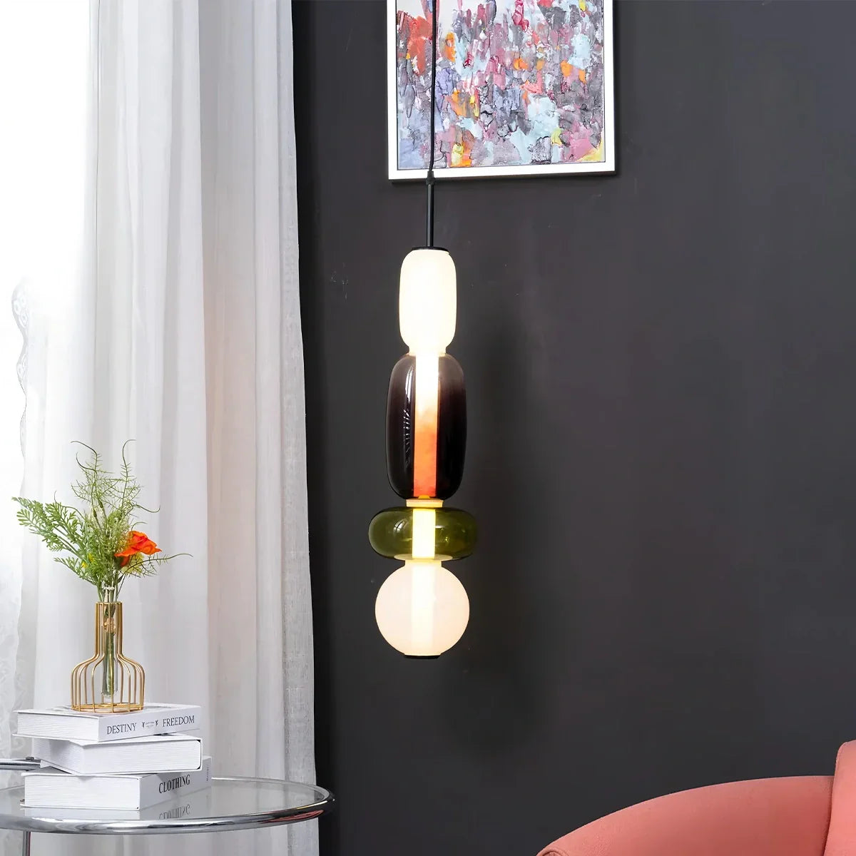 flairel Candied Glass Pendant Light for Bedroom