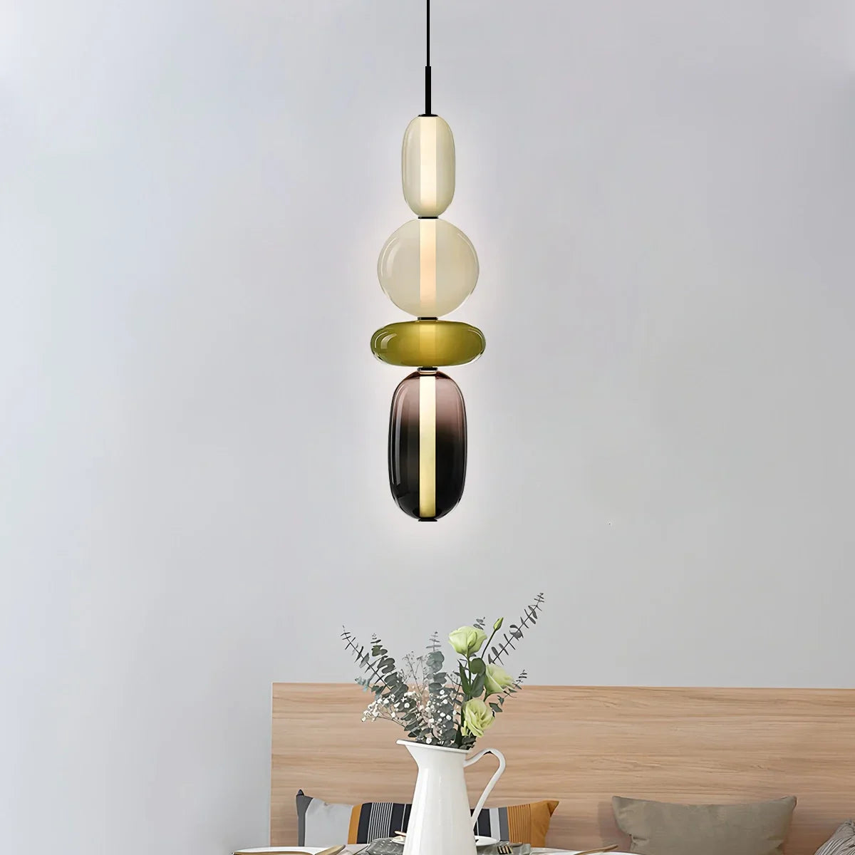 flairel Candied Glass Pendant Light for Bedroom