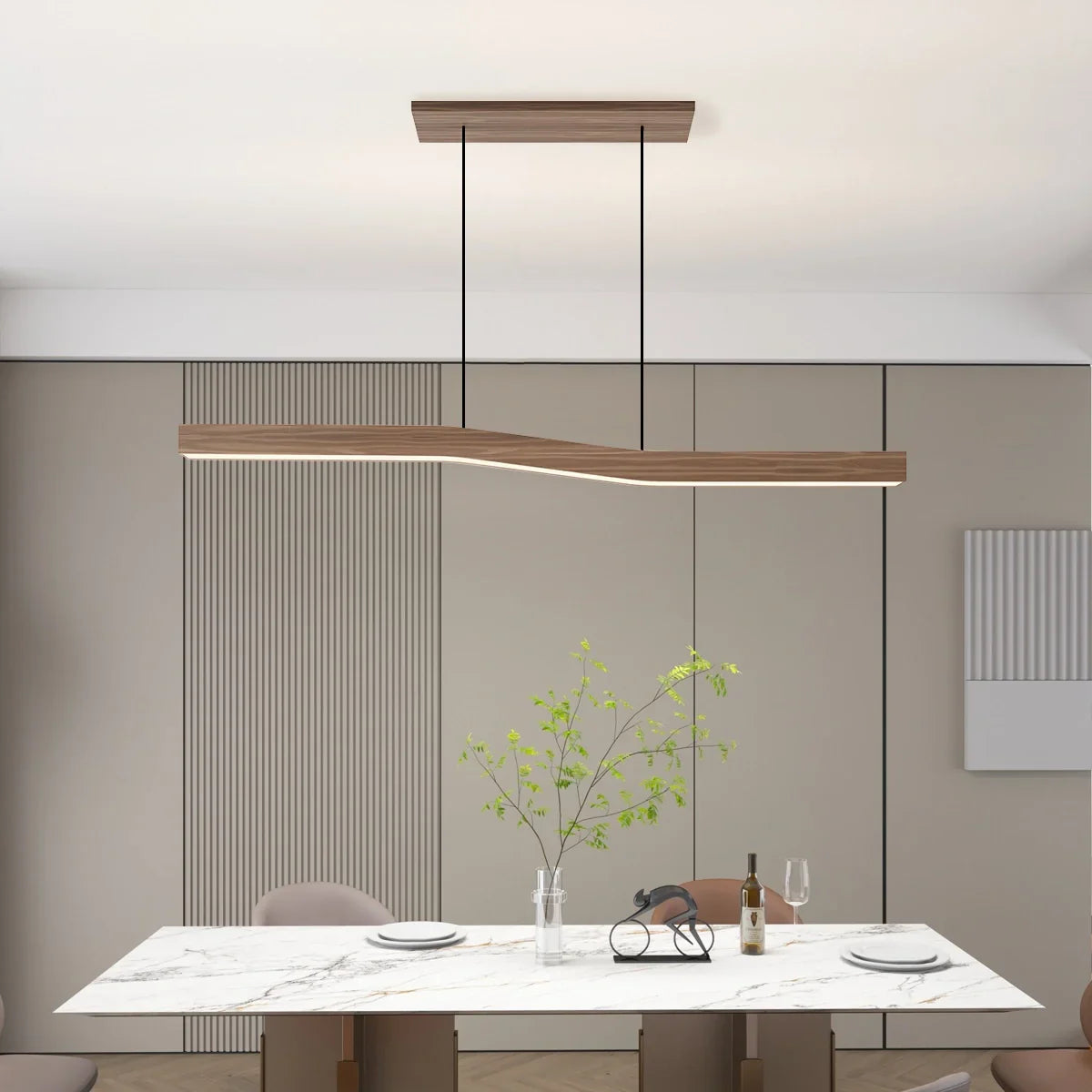 flairel Woodgrain Linear Pendant Light for Kitchen