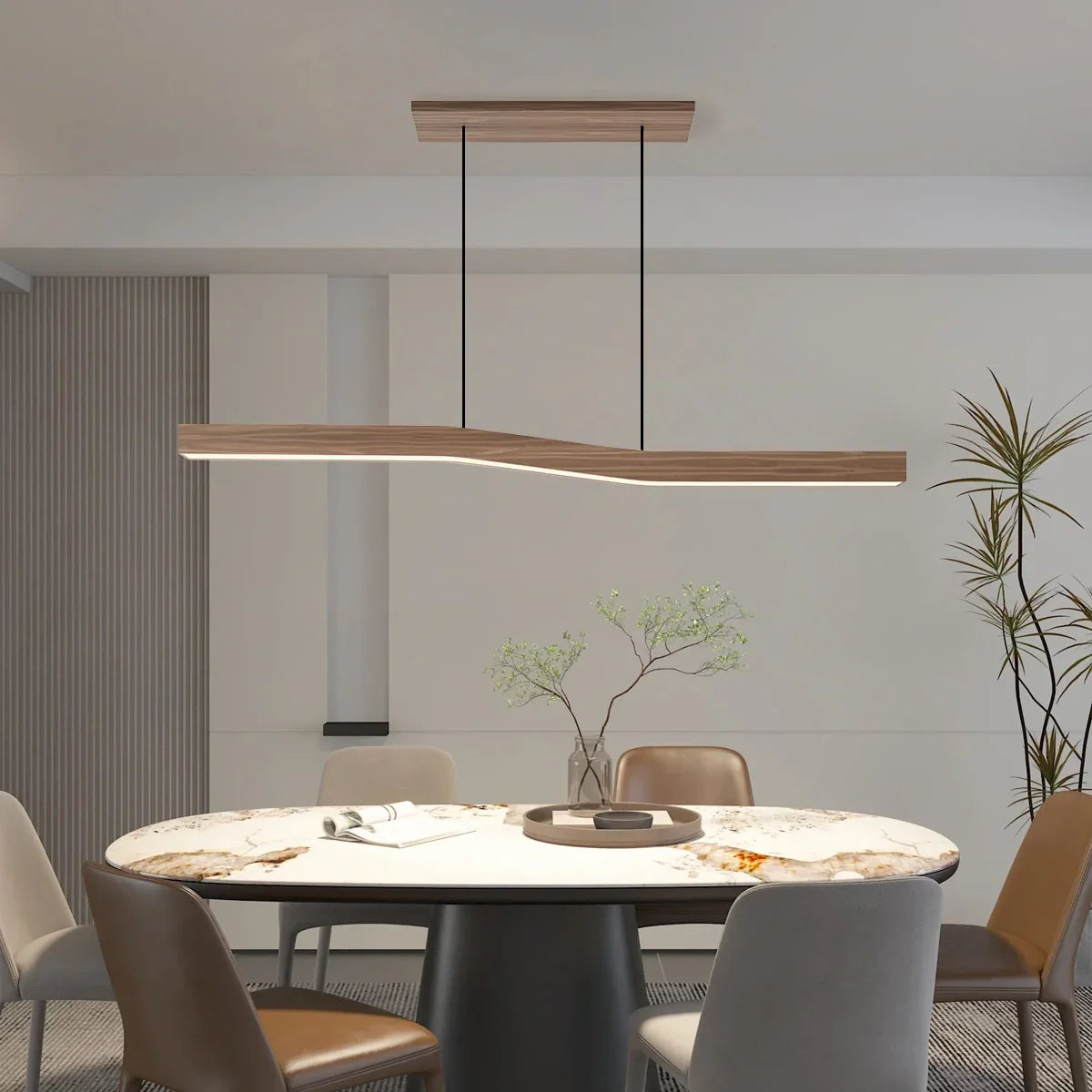 flairel Woodgrain Linear Pendant Light for Kitchen