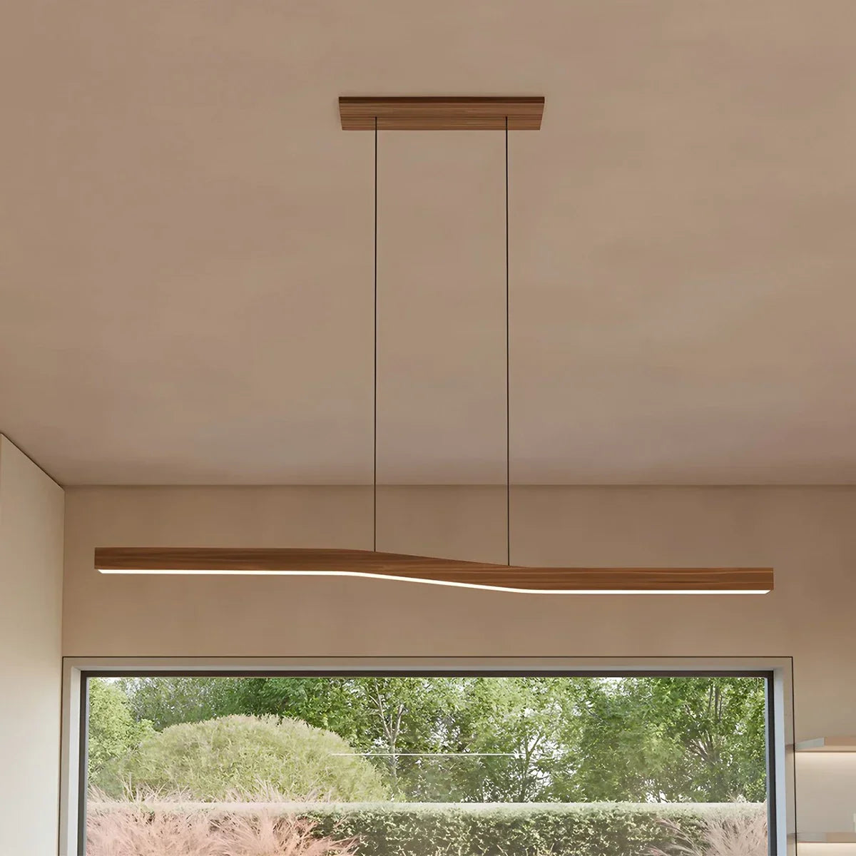 flairel Woodgrain Linear Pendant Light for Kitchen