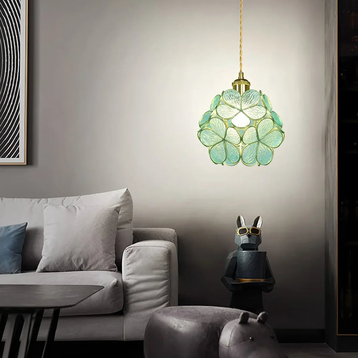 flairel Cherry Blossom Stained Glass Pendant Light