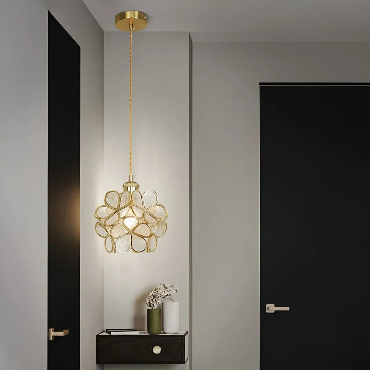 flairel Cherry Blossom Stained Glass Pendant Light