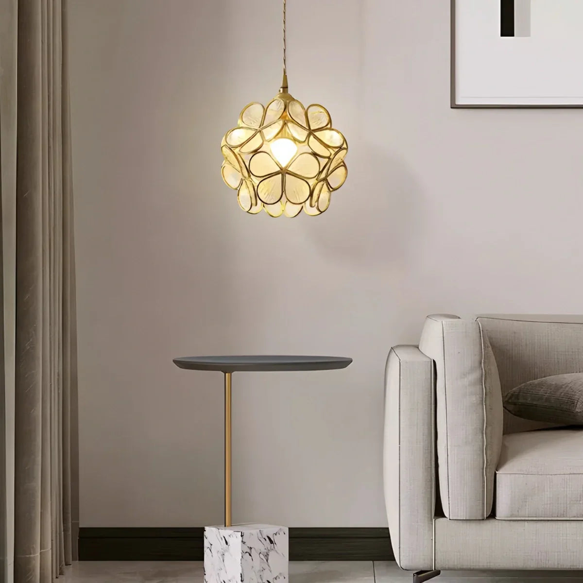 flairel Cherry Blossom Stained Glass Pendant Light