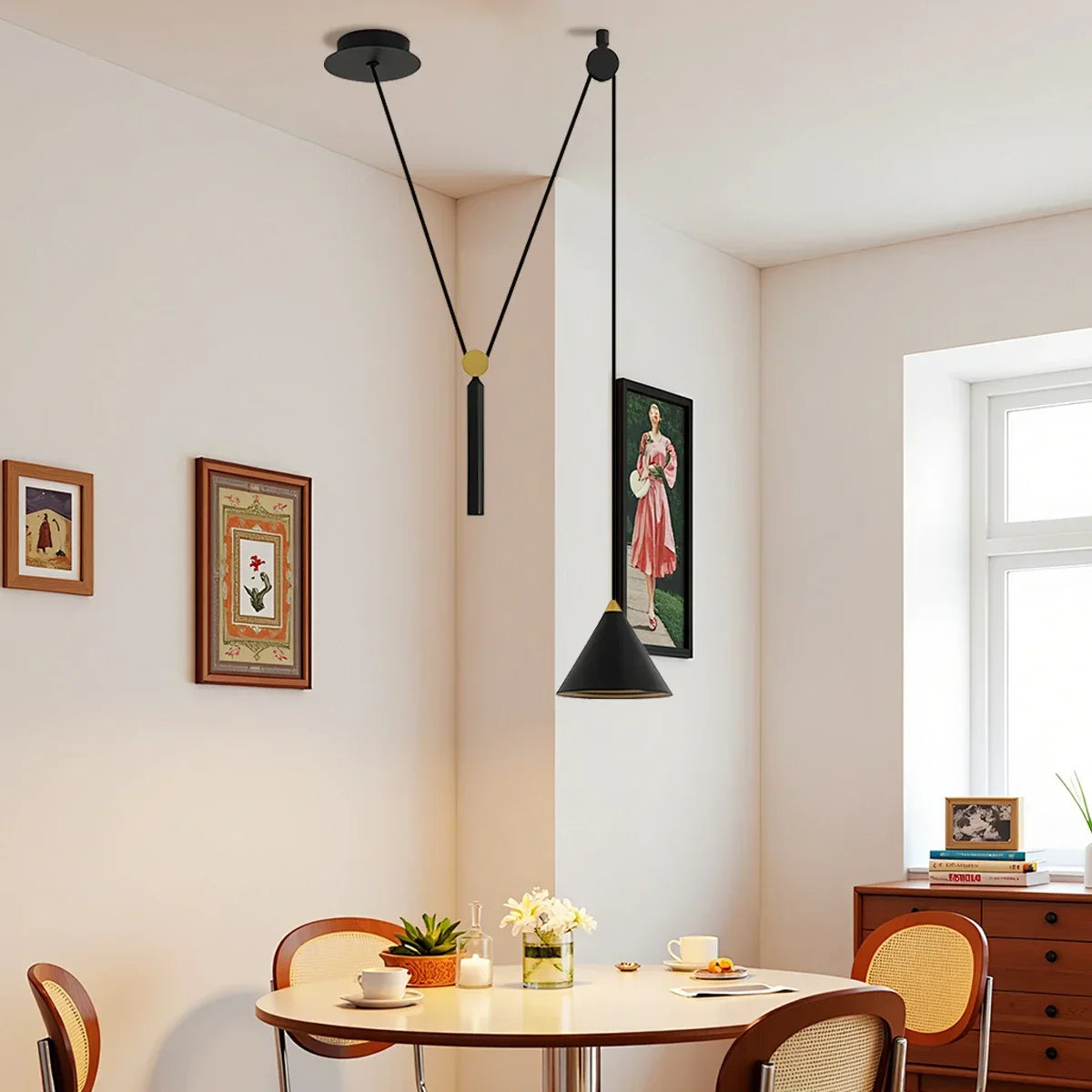 flairel Cone Counterweight Pulley Swag Pendant Lamp
