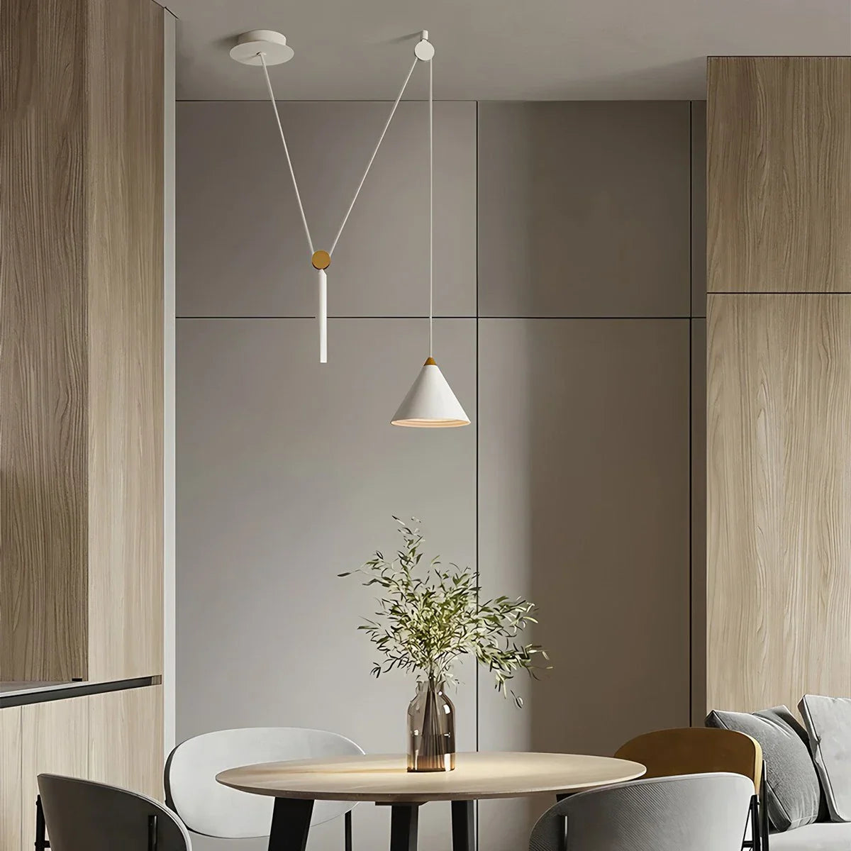 flairel Cone Counterweight Pulley Swag Pendant Lamp
