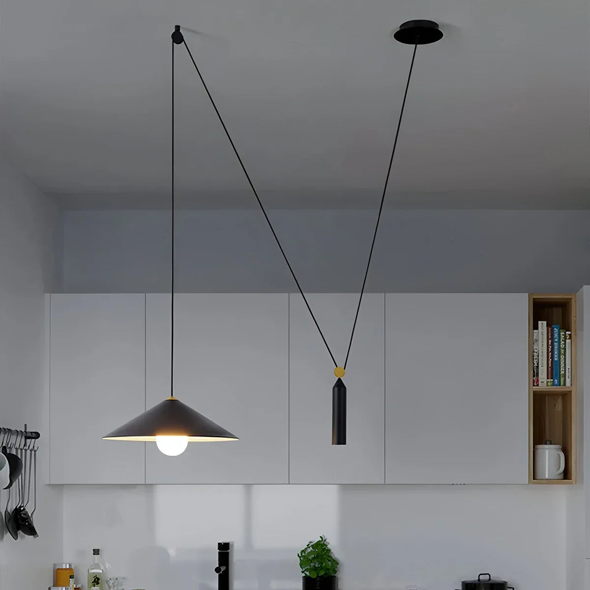 flairel Cone Counterweight Pulley Swag Pendant Lamp