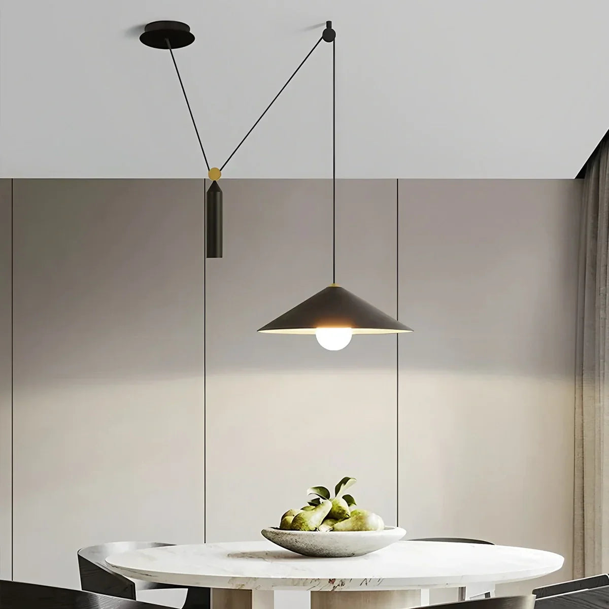 flairel Cone Counterweight Pulley Swag Pendant Lamp