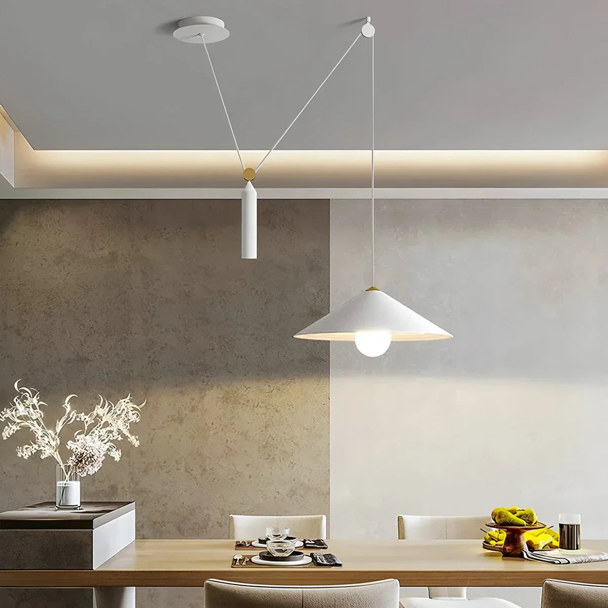 flairel Cone Counterweight Pulley Swag Pendant Lamp