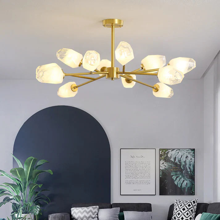 flairel Crystal Bud Copper Chandelier for Living Room
