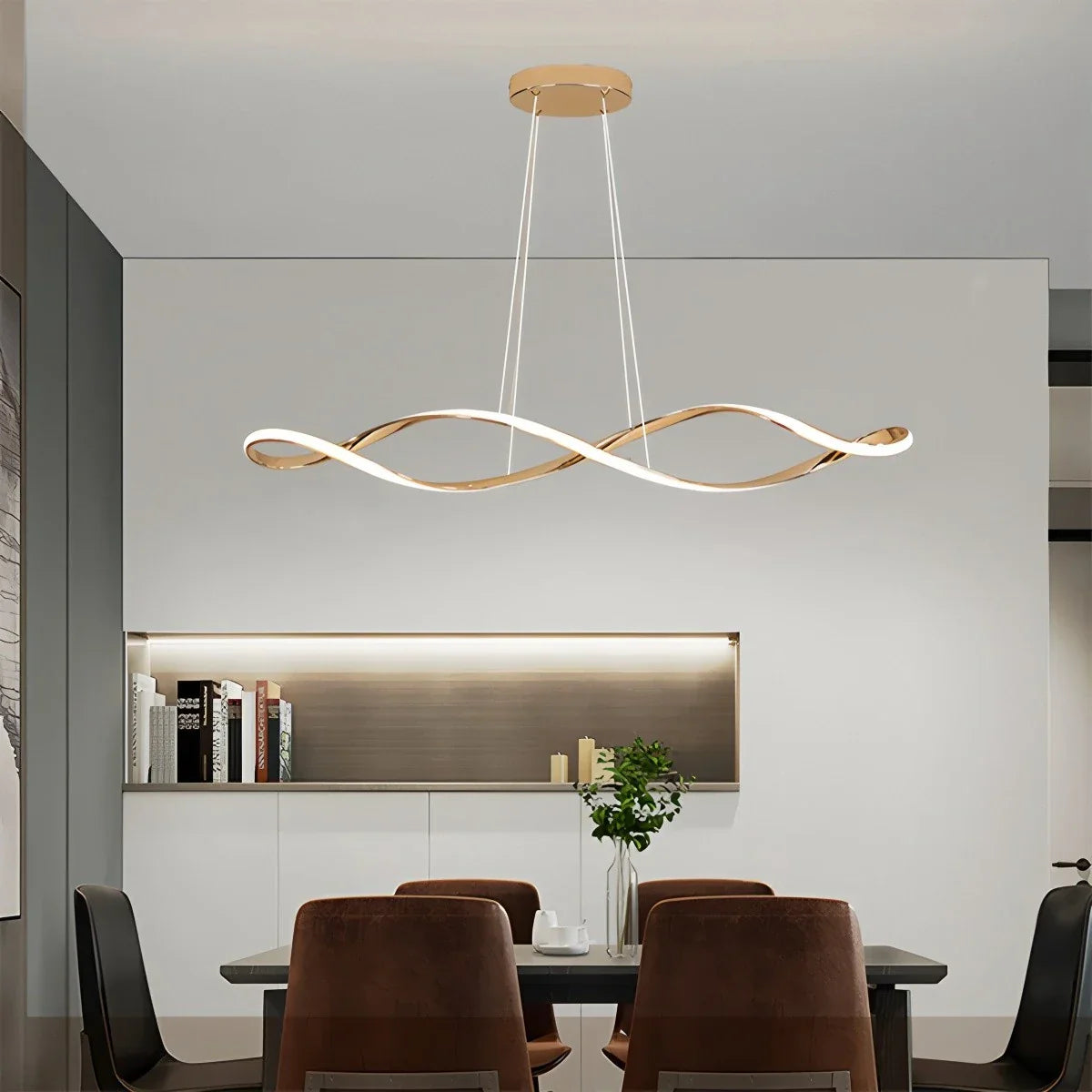 flairel Linear Twist Pendant Light for Dining Room
