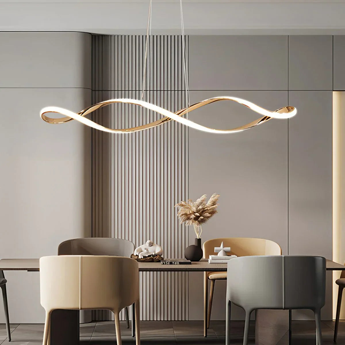 flairel Linear Twist Pendant Light for Dining Room