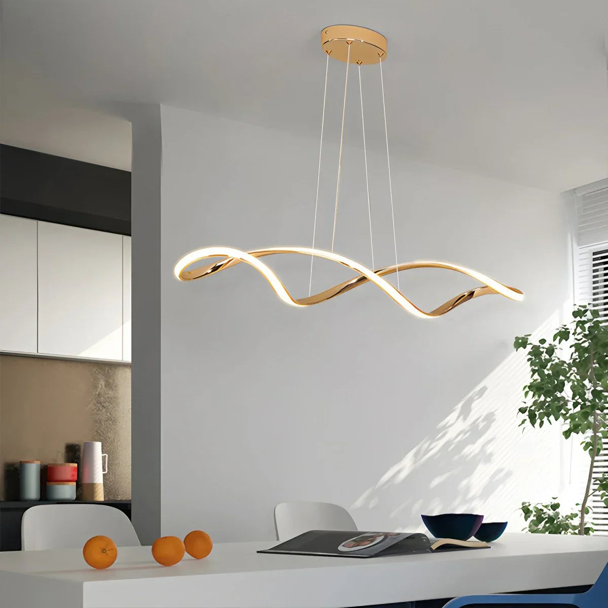 flairel Linear Twist Pendant Light for Dining Room