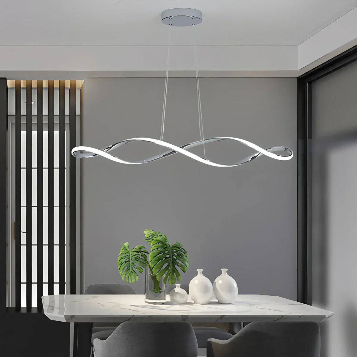 flairel Linear Twist Pendant Light for Dining Room
