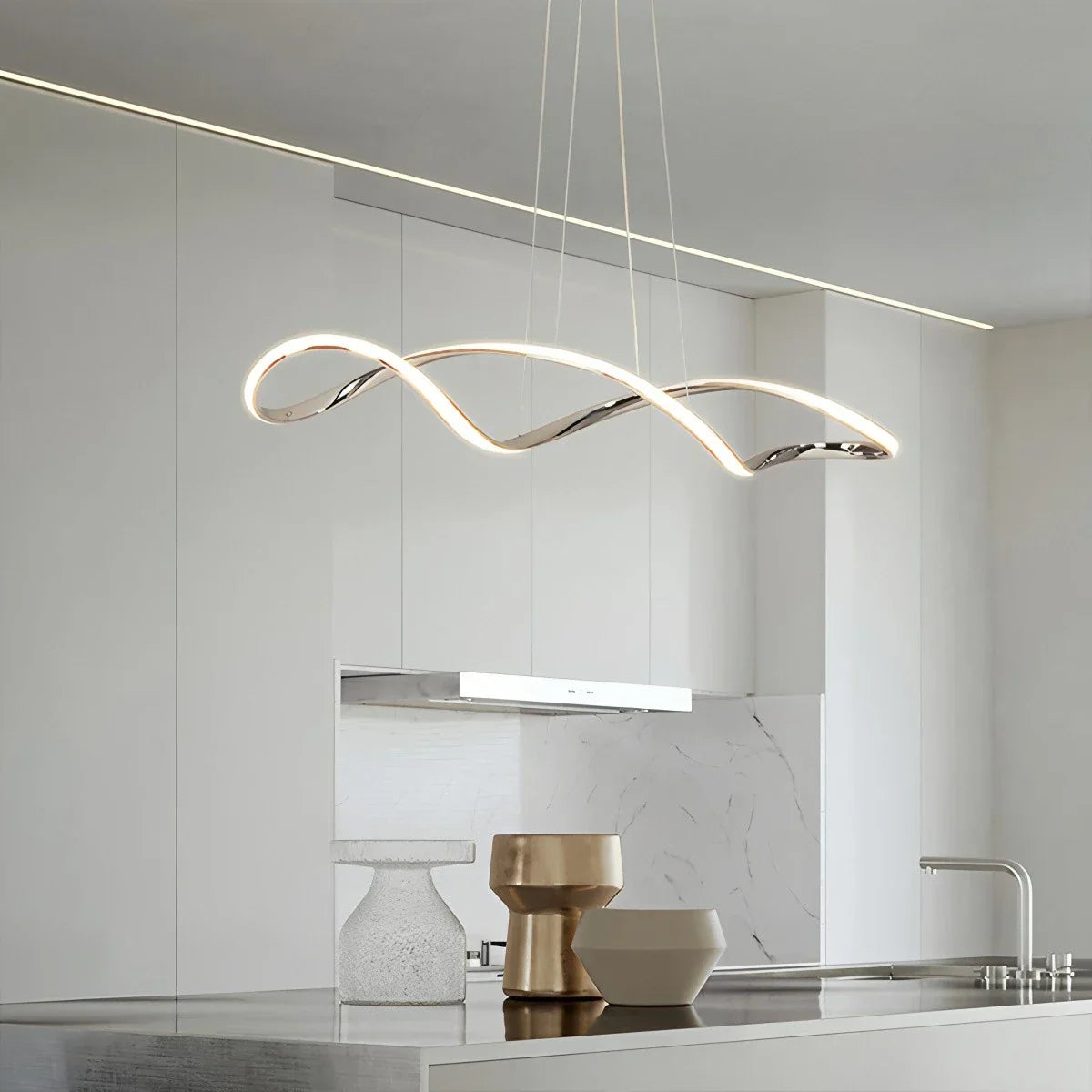 flairel Linear Twist Pendant Light for Dining Room