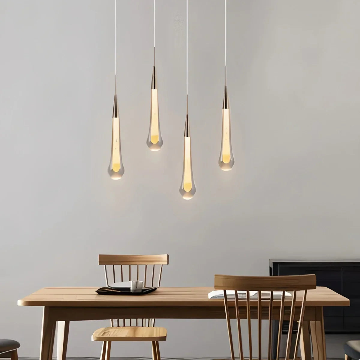 flairel Drop Crystal Chrome Pendant Light for Bedroom