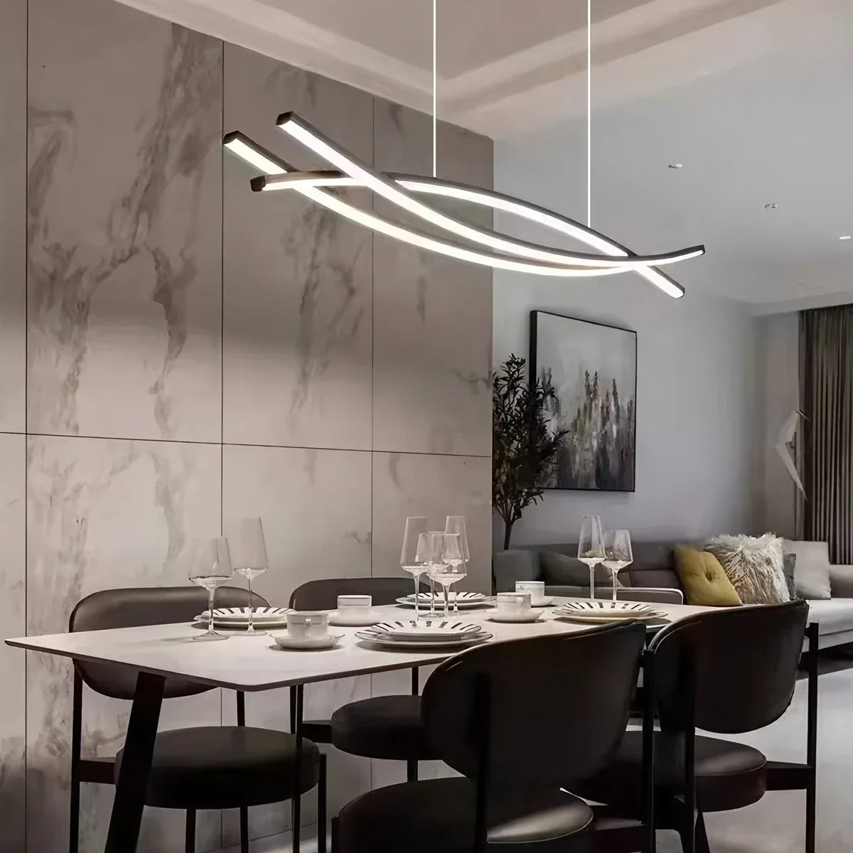 flairel Eraj Curved LED Pendant Light for Kitchen Island