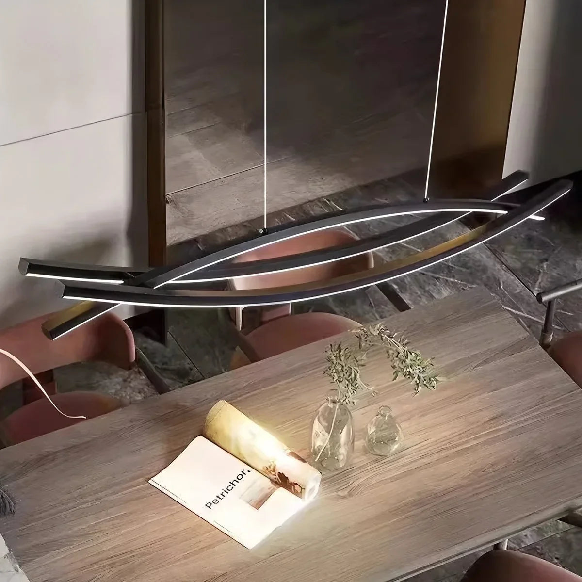 flairel Eraj Curved LED Pendant Light for Kitchen Island