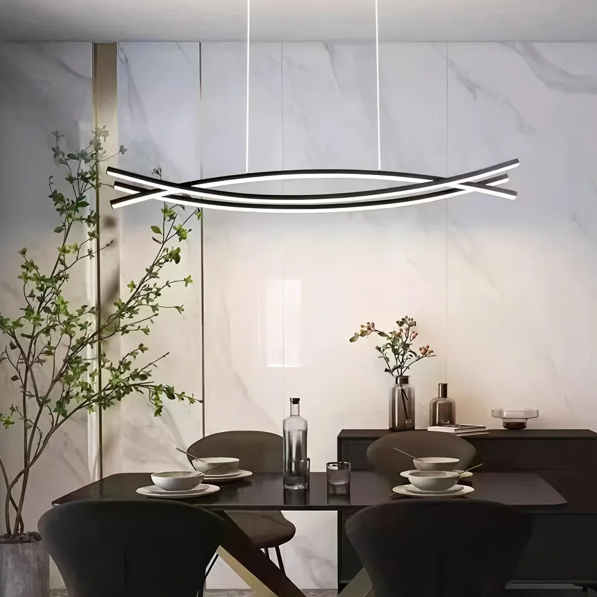flairel Eraj Curved LED Pendant Light for Kitchen Island