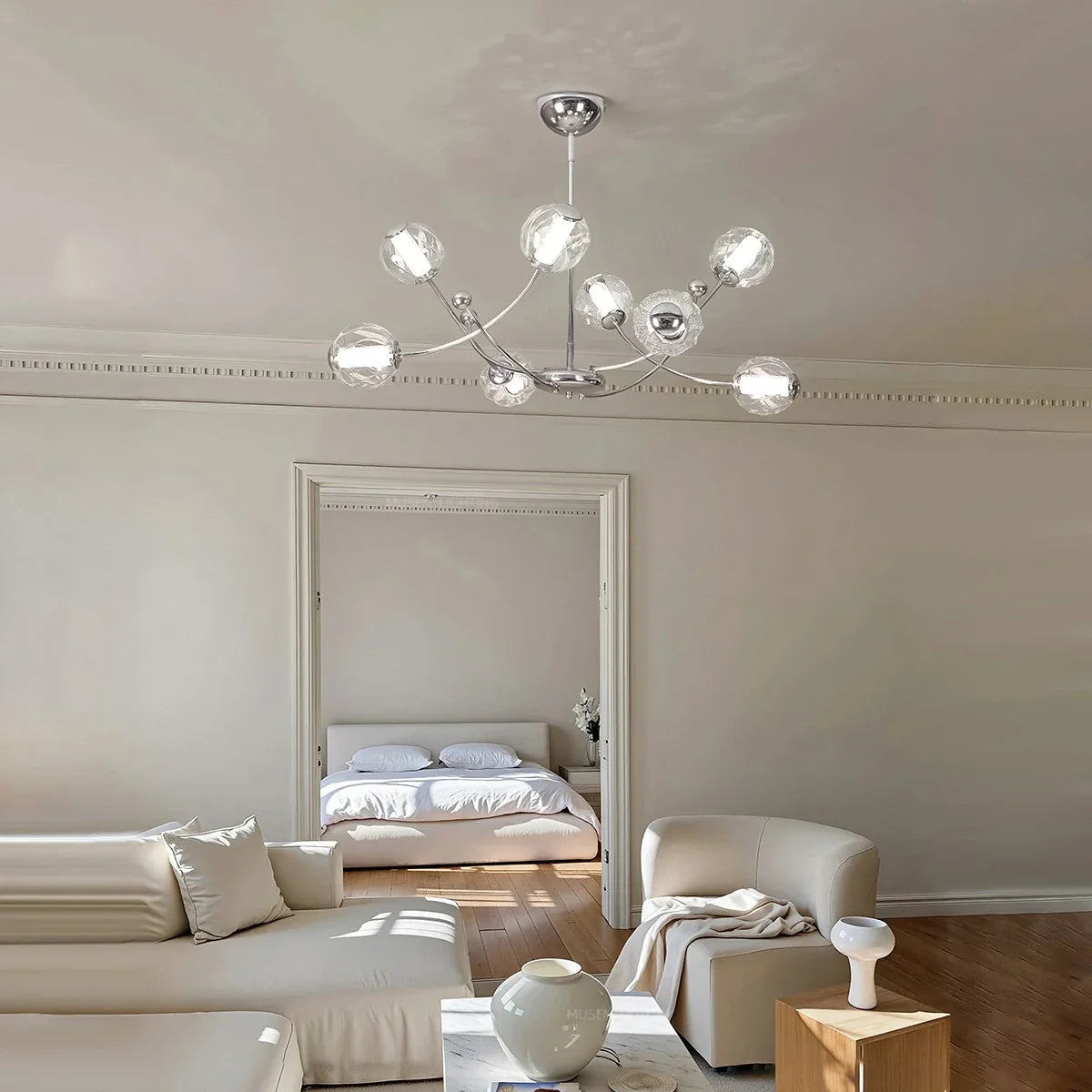 flairel French Minimalist Glass Ball Chandelier